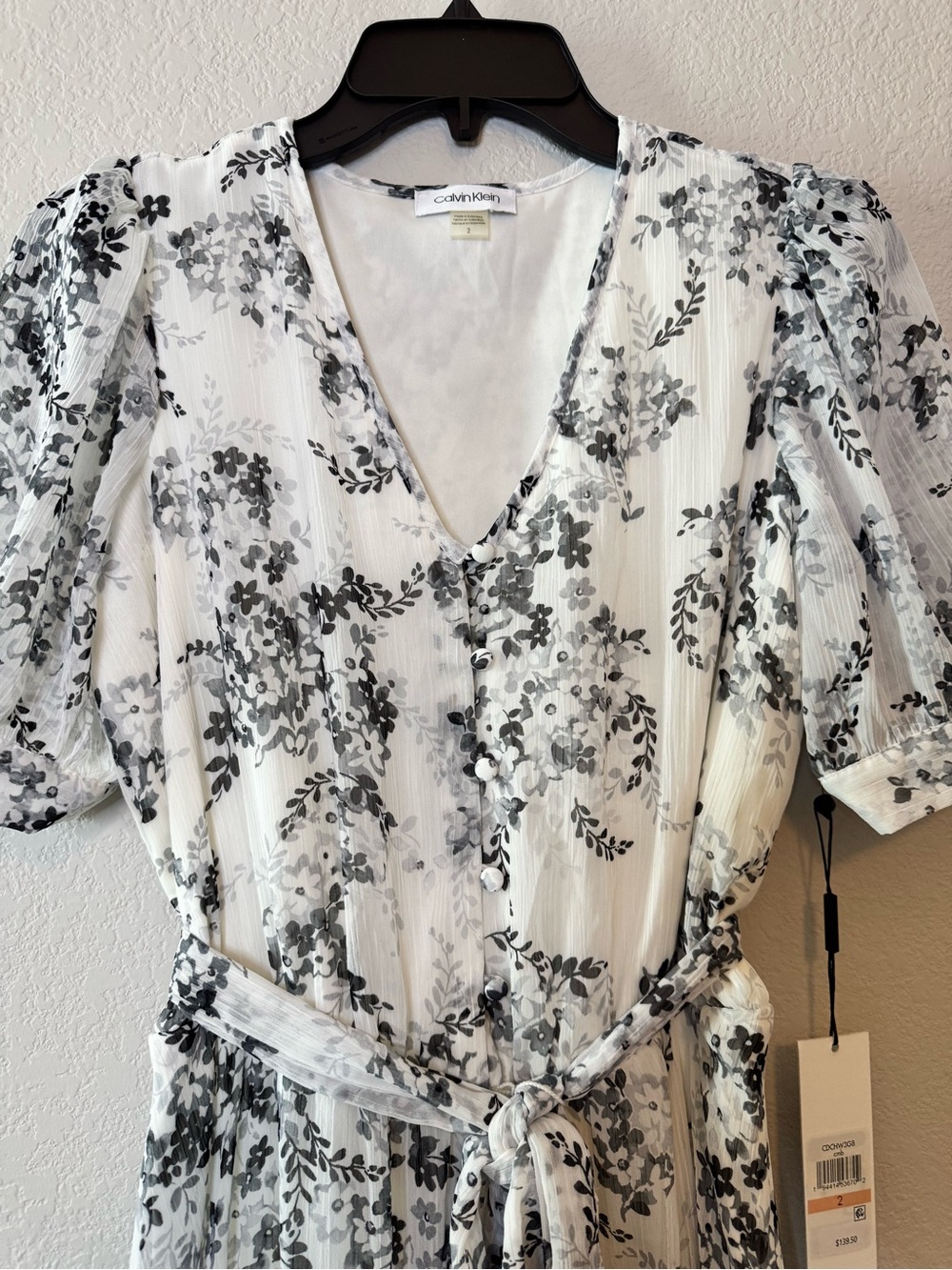 Calvin Klein Floral Chiffon Ruffle Hem Maxi Dress NEW Size 2 - Picture 9 of 13